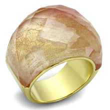 Load image into Gallery viewer, LO3582 - Gold Brass Ring with Synthetic Synthetic Glass in Light Peach