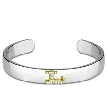 Load image into Gallery viewer, LO3622 - Reverse Two-Tone White Metal Bangle with Top Grade Crystal  in Clear