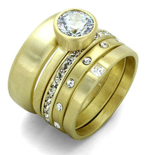 Load image into Gallery viewer, LO3645 - Gold &amp; Brush Brass Ring with AAA Grade CZ  in Clear
