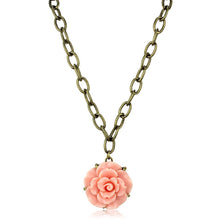 Cargar imagen en el visor de la galería, LO3662 - Antique Copper Brass Necklace with Synthetic Synthetic Stone in Rose