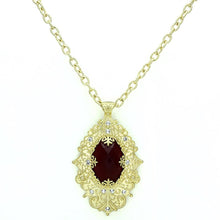 Load image into Gallery viewer, LO3670 - Gold &amp; Brush Brass Chain Pendant with Synthetic Synthetic Glass in Siam