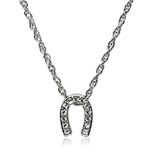 Load image into Gallery viewer, LO3719 - Rhodium Brass Chain Pendant with Top Grade Crystal  in Clear