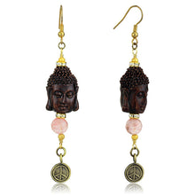 Load image into Gallery viewer, LO3808 - Antique Copper White Metal Earrings with Synthetic Glass Bead in Rose