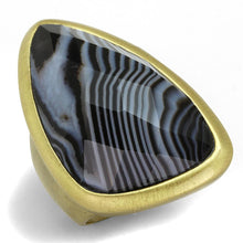Load image into Gallery viewer, LO3882 - Antique Copper Brass Ring with Synthetic Onyx in Jet