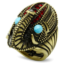 Cargar imagen en el visor de la galería, LO3887 - Antique Copper Brass Ring with Synthetic Synthetic Stone in Sea Blue