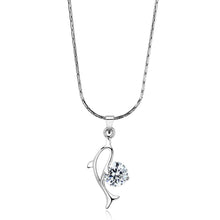 Load image into Gallery viewer, LO4154 - Rhodium Brass Chain Pendant with AAA Grade CZ  in Clear