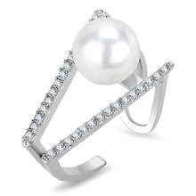Load image into Gallery viewer, LO4245 - Rhodium Brass Ring with Synthetic Pearl in White