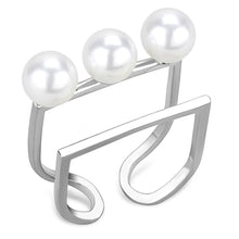 Load image into Gallery viewer, LO4253 - Rhodium Brass Ring with Synthetic Pearl in White