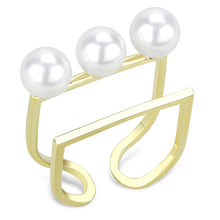 Load image into Gallery viewer, LO4254 - Flash Gold Brass Ring with Synthetic Pearl in White
