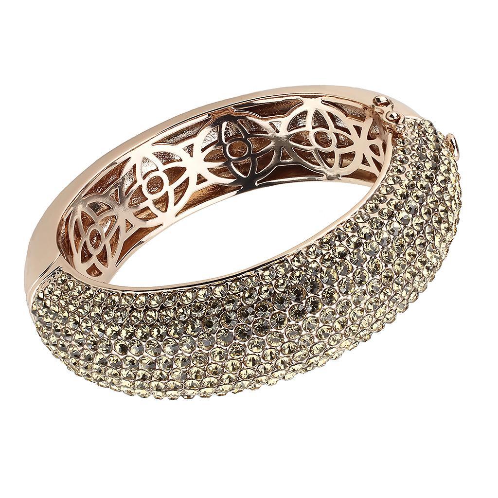 LO4270 - Rose Gold+e-coating Brass Bangle with Top Grade Crystal  in Citrine Yellow