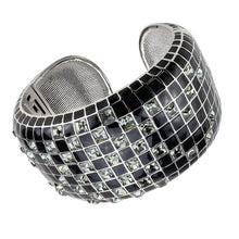 Cargar imagen en el visor de la galería, LO4272 - Rhodium Brass Bangle with Top Grade Crystal  in Black Diamond
