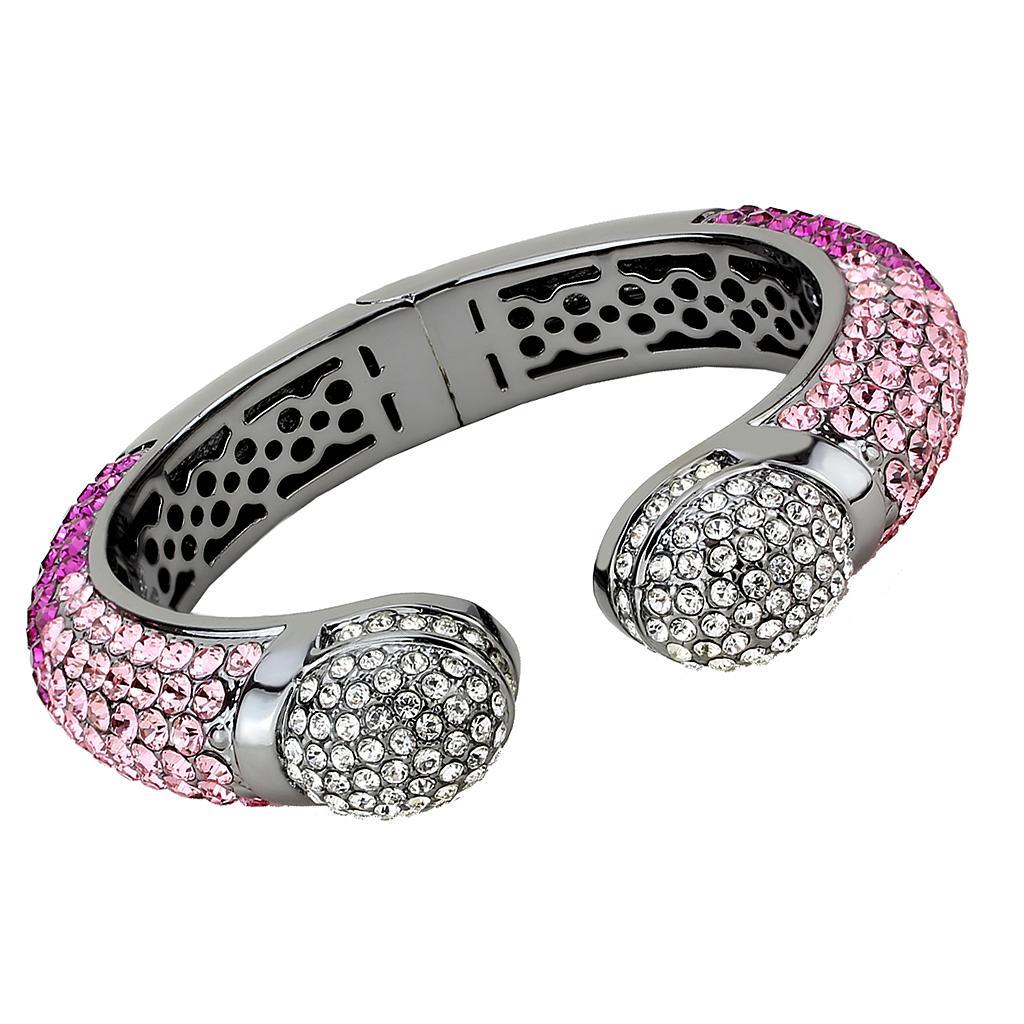 LO4293 - TIN Cobalt Black Brass Bangle with Top Grade Crystal  in Multi Color
