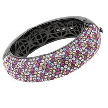 Load image into Gallery viewer, LO4306 - TIN Cobalt Black Brass Bangle with Top Grade Crystal  in Multi Color