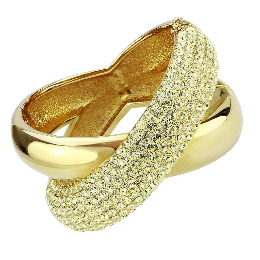 LO4321 - Gold Brass Bangle with Top Grade Crystal  in Citrine Yellow