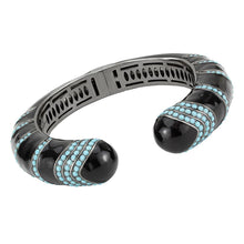 Load image into Gallery viewer, LO4323 - TIN Cobalt Black Brass Bangle with Top Grade Crystal  in Turquoise