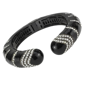 LO4324 - TIN Cobalt Black Brass Bangle with Top Grade Crystal  in Clear
