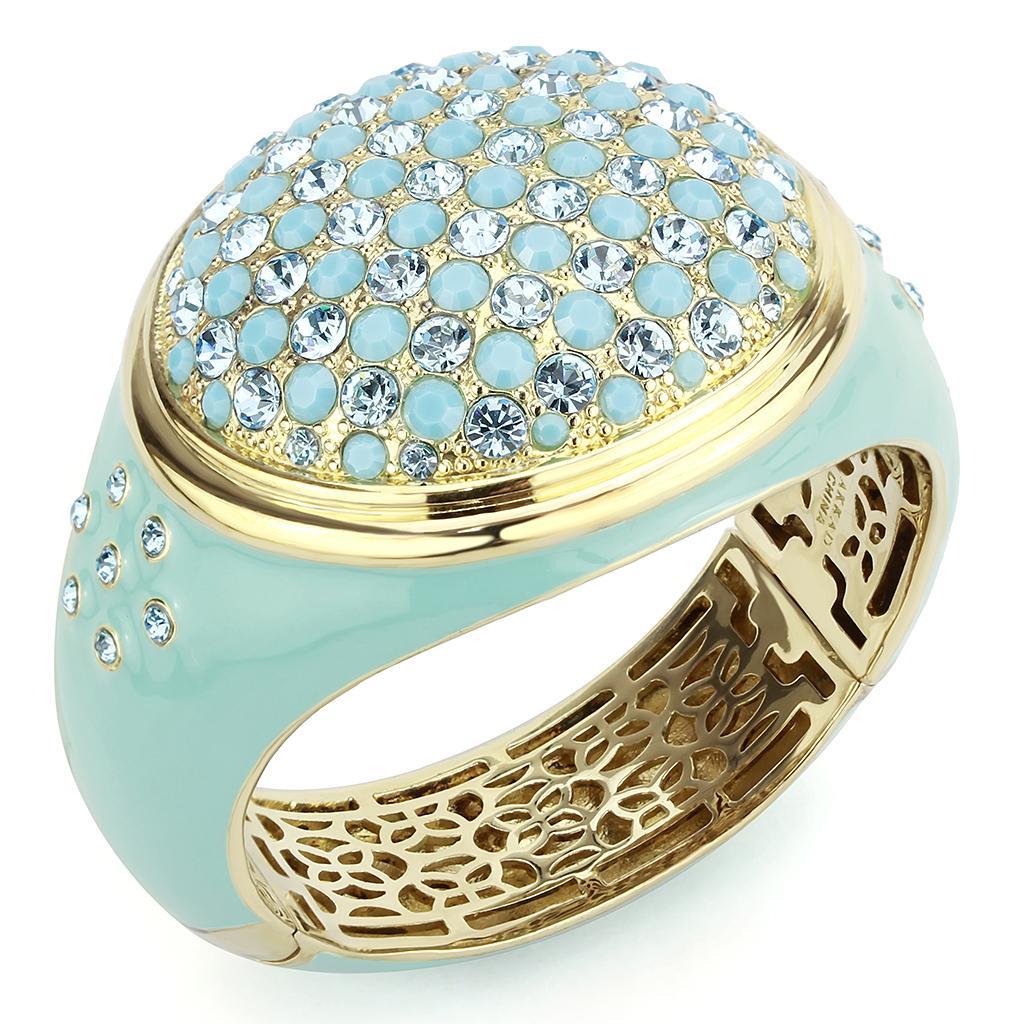 LO4350 - Gold Brass Bangle with Top Grade Crystal  in Multi Color