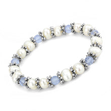 Load image into Gallery viewer, LO4652 - Antique Silver White Metal Bracelet with Synthetic Pearl in Sea Blue