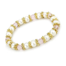 Load image into Gallery viewer, LO4655 - Antique Silver White Metal Bracelet with Synthetic Pearl in Rose