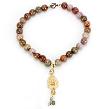 Cargar imagen en el visor de la galería, LO4663 - Antique Copper Brass Necklace with Semi-Precious Agate in Multi Color
