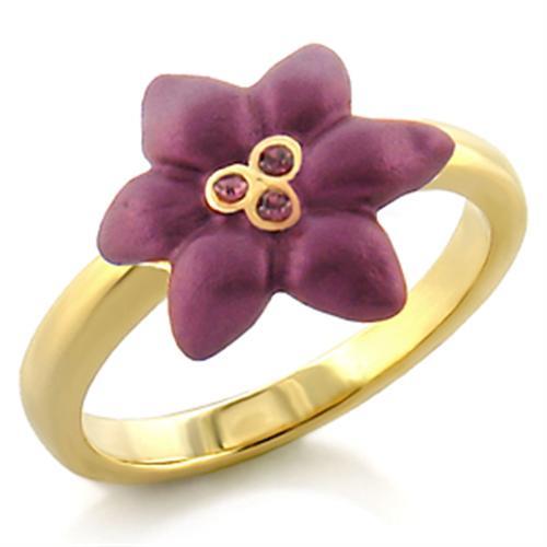 LO513 - Gold White Metal Ring with Top Grade Crystal  in Amethyst