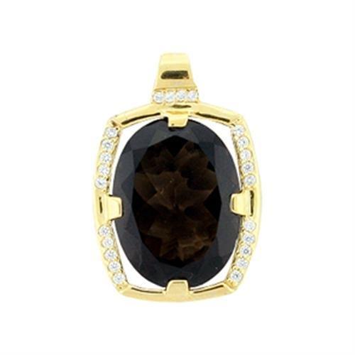 LOA373 - Gold 925 Sterling Silver Pendant with AAA Grade CZ  in Smoky Topaz