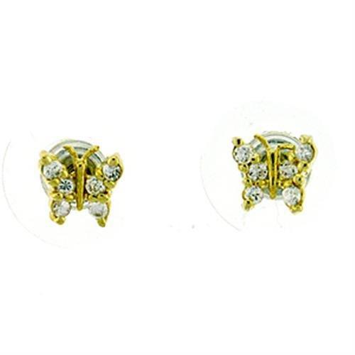 LOA440 - Gold Brass Earrings with AAA Grade CZ  in Clear