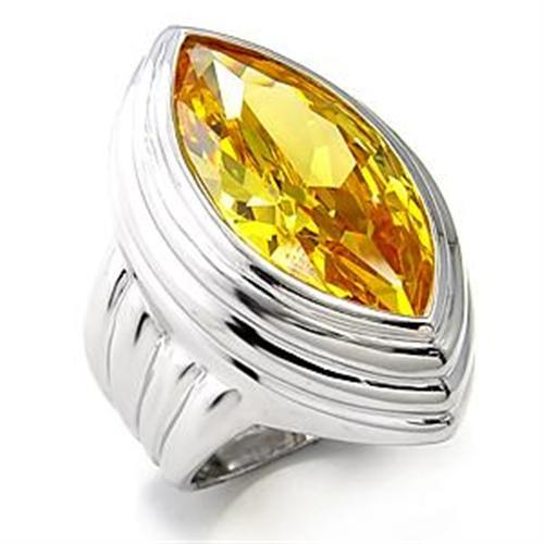 LOA511 - Rhodium 925 Sterling Silver Ring with AAA Grade CZ  in Topaz