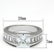 Load image into Gallery viewer, LOA843 - Rhodium Brass Ring with AAA Grade CZ  in Clear