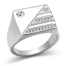 Load image into Gallery viewer, TK319 - High polished (no plating) Stainless Steel Ring with Top Grade Crystal  in Clear