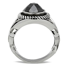 Cargar imagen en el visor de la galería, TK322 - High polished (no plating) Stainless Steel Ring with AAA Grade CZ  in Black Diamond