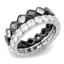 Cargar imagen en el visor de la galería, TK3231 - Two-Tone IP Black (Ion Plating) Stainless Steel Ring with AAA Grade CZ  in Black Diamond