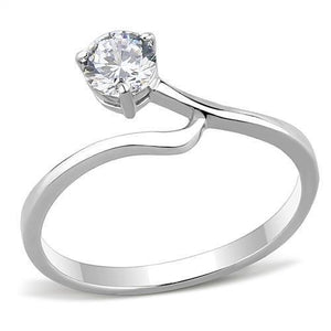 TK3257 - High polished (no plating) Stainless Steel Ring with AAA Grade CZ  in Clear