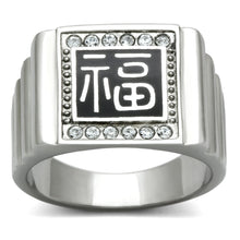 Load image into Gallery viewer, TK329 - High polished (no plating) Stainless Steel Ring with Top Grade Crystal  in Clear