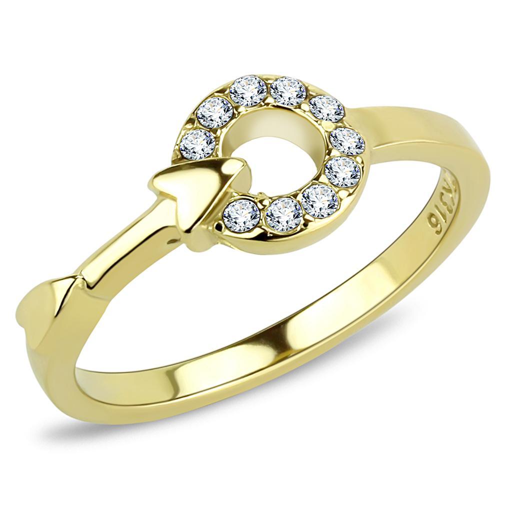 TK3439 - IP Gold(Ion Plating) Stainless Steel Ring with Top Grade Crystal  in Clear