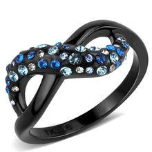 Cargar imagen en el visor de la galería, TK3446 - IP Black(Ion Plating) Stainless Steel Ring with Top Grade Crystal  in Multi Color
