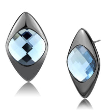 Load image into Gallery viewer, TK3494 - IP Light Black  (IP Gun) Stainless Steel Earrings with Synthetic Synthetic Glass in Light Sapphire
