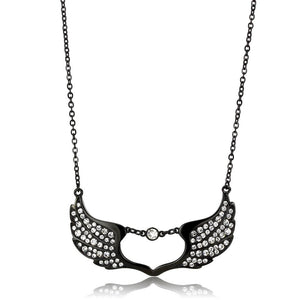 TK3496 - IP Black(Ion Plating) Stainless Steel Necklace with Top Grade Crystal  in Clear
