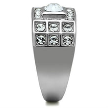 Load image into Gallery viewer, TK350 - High polished (no plating) Stainless Steel Ring with Top Grade Crystal  in Clear