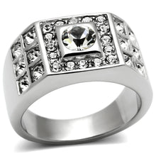Load image into Gallery viewer, TK350 - High polished (no plating) Stainless Steel Ring with Top Grade Crystal  in Clear