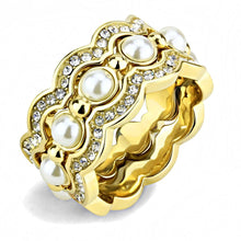 Cargar imagen en el visor de la galería, TK3520 - IP Gold(Ion Plating) Stainless Steel Ring with Synthetic Pearl in White