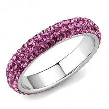 Cargar imagen en el visor de la galería, TK3542 - High polished (no plating) Stainless Steel Ring with Top Grade Crystal  in Rose