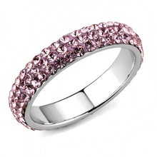 Cargar imagen en el visor de la galería, TK3543 - High polished (no plating) Stainless Steel Ring with Top Grade Crystal  in Light Rose