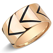 Cargar imagen en el visor de la galería, TK3563 - IP Rose Gold(Ion Plating) Stainless Steel Ring with Epoxy  in Jet