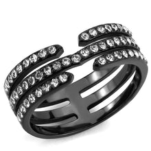 Cargar imagen en el visor de la galería, TK3594 - IP Black(Ion Plating) Stainless Steel Ring with Top Grade Crystal  in Clear