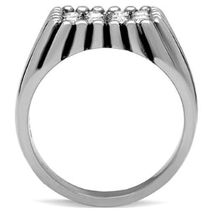 TK363 - High polished (no plating) Stainless Steel Ring with Top Grade Crystal  in Clear