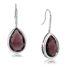 Load image into Gallery viewer, TK3647 - High polished (no plating) Stainless Steel Earrings with Top Grade Crystal  in Amethyst