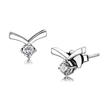 Load image into Gallery viewer, TK3657 - High polished (no plating) Stainless Steel Earrings with AAA Grade CZ  in Clear