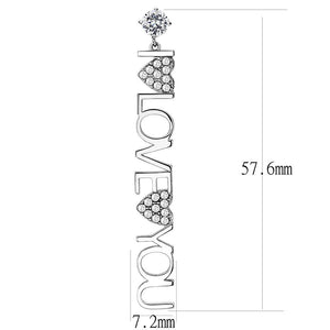 TK3665 - High polished (no plating) Stainless Steel Earrings with AAA Grade CZ  in Clear