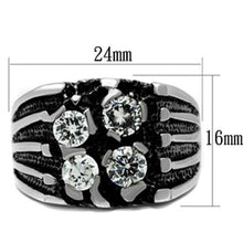 Load image into Gallery viewer, TK366 - High polished (no plating) Stainless Steel Ring with AAA Grade CZ  in Clear